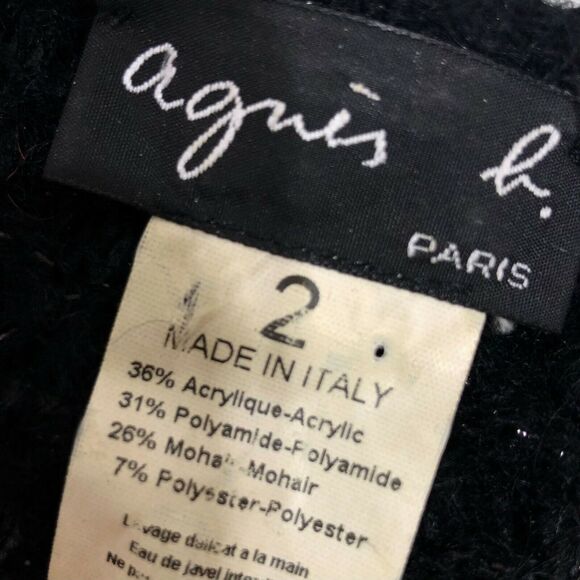 Agnes b Open Knit Cropped Cardigan Shrug Mohair Metallic Sz 2 / M Made in Italy - Picture 6 of 6